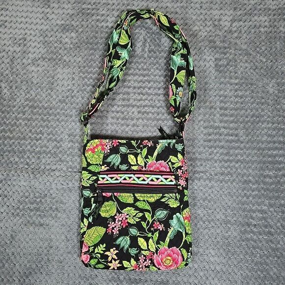 Vera Bradley Crossbody Bag Botanica Pattern Top Zip Close‎ Adjustable Strap - Picture 1 of 5